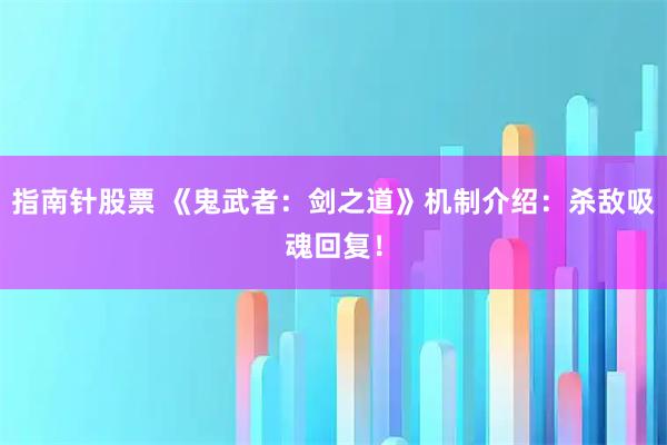 指南针股票 《鬼武者：剑之道》机制介绍：杀敌吸魂回复！